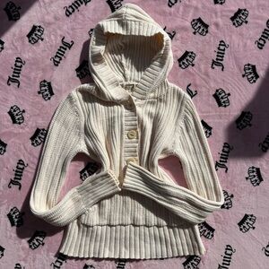 Juicy Couture Ivory Hooded Cardigan